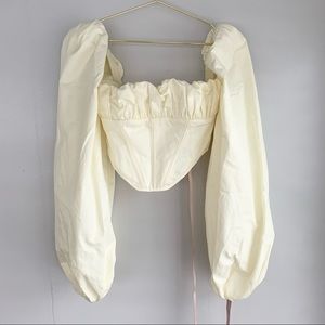 House of CB Miriam Balloon Sleeve Corset Top Yellow Extra Small NWT
